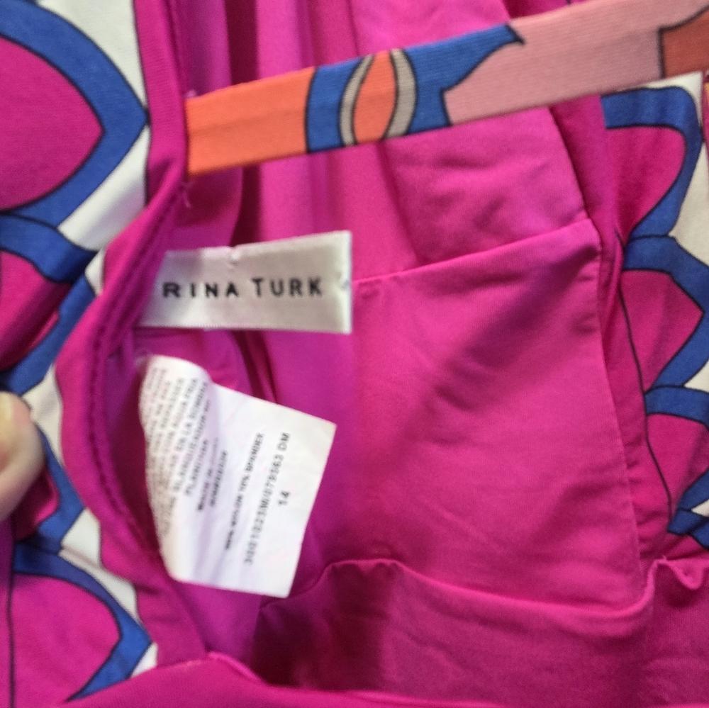NEW Trina Turk Multicolor Sevilla Plunge One Piece Swimsuit - Picture 9 of 10